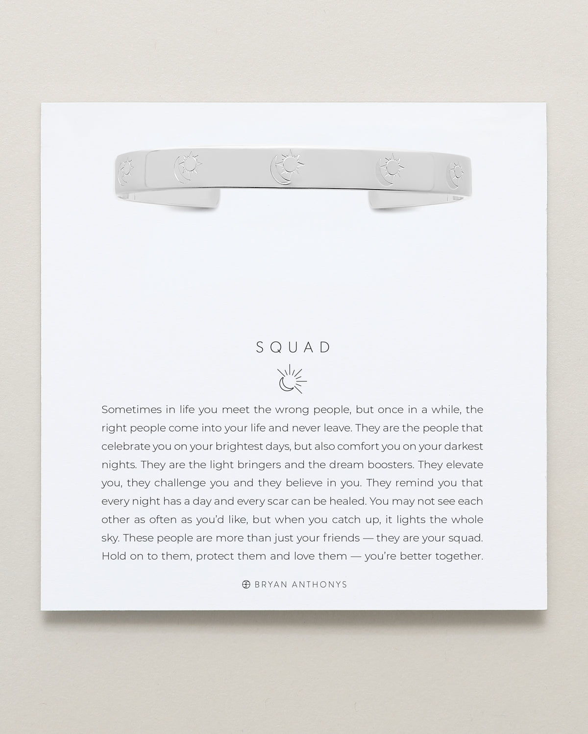 Bryan Anthonys Squad Silver Engraved Cuff On Card