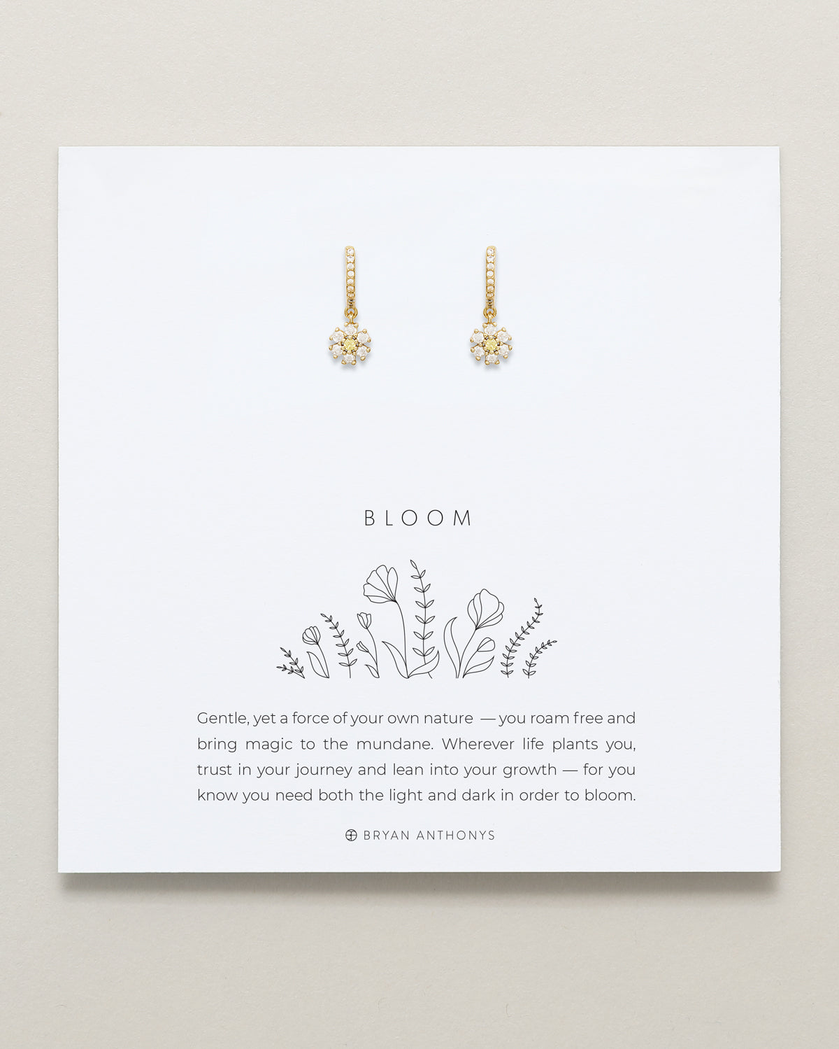 Bryan Anthonys Bloom Gold Huggie Earrings On Card