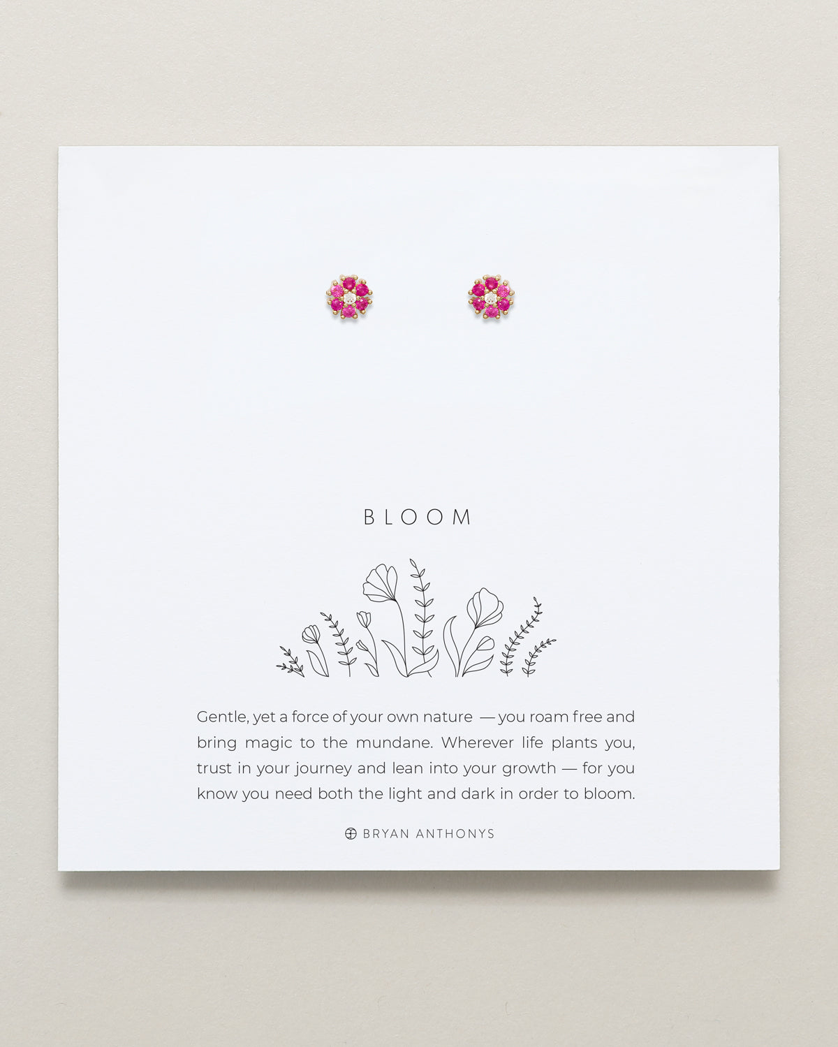 Bryan Anthonys Bloom Pink Gold Stud Earrings On Card