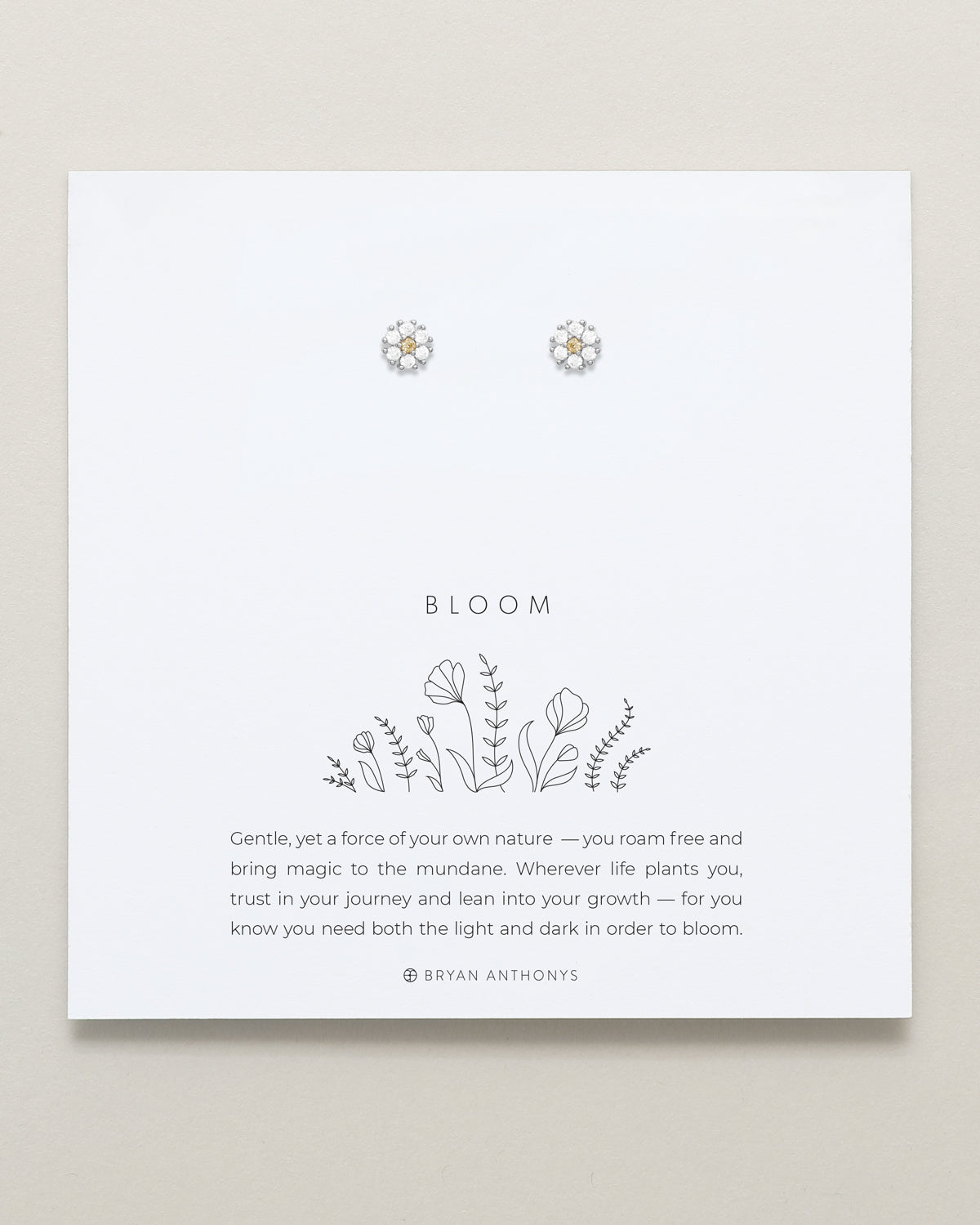 Bryan Anthonys Bloom Clear Silver Stud Earrings On Card