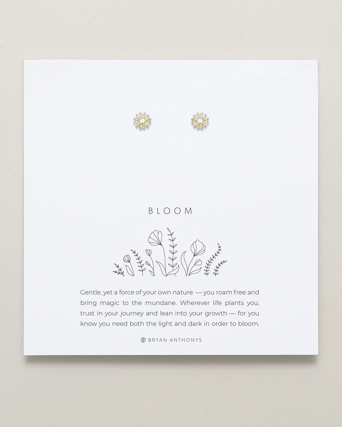 Bryan Anthonys Bloom Yellow Silver Stud Earrings On Card