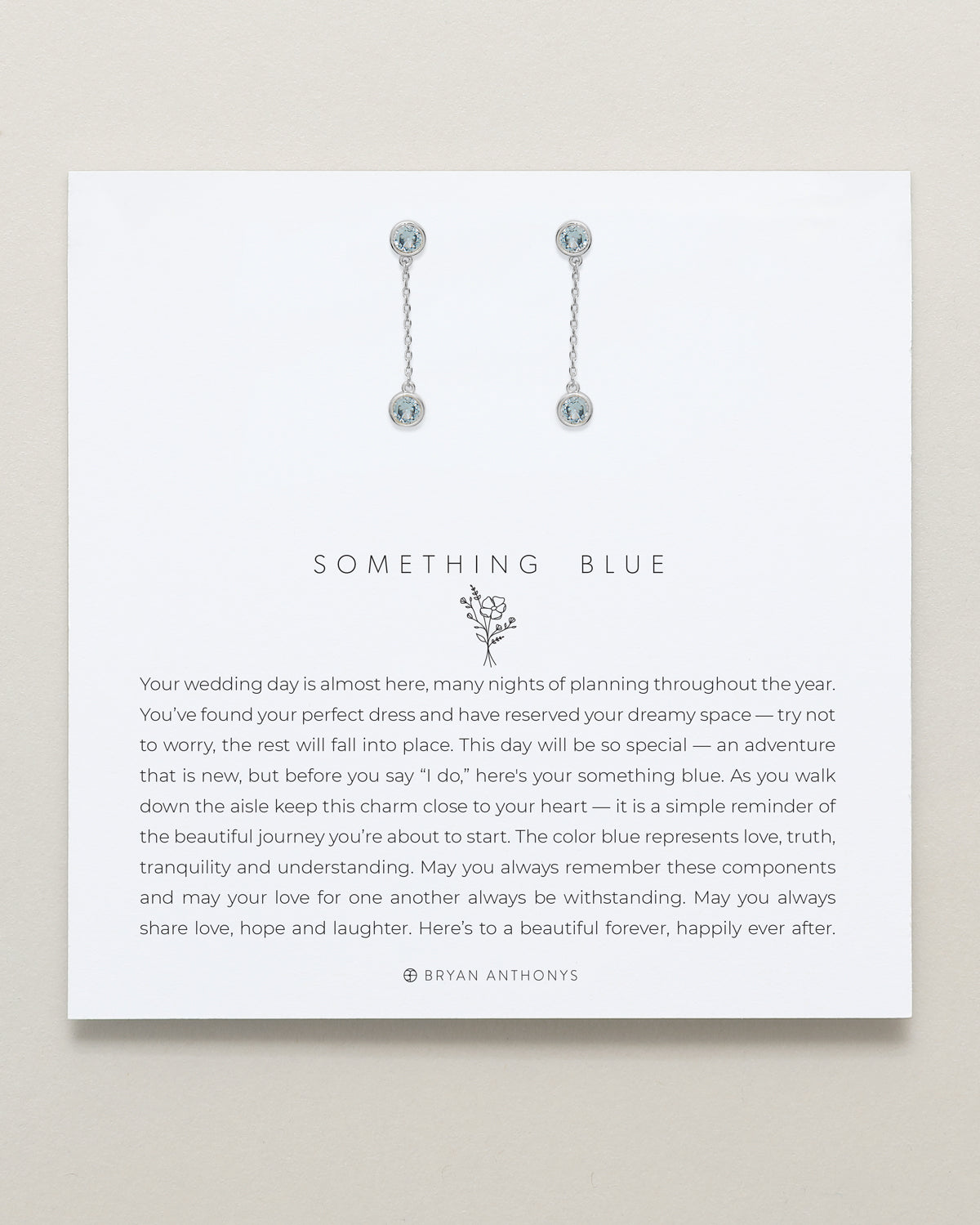 Bryan Anthonys Something Blue Drop Silver Earrings On Card