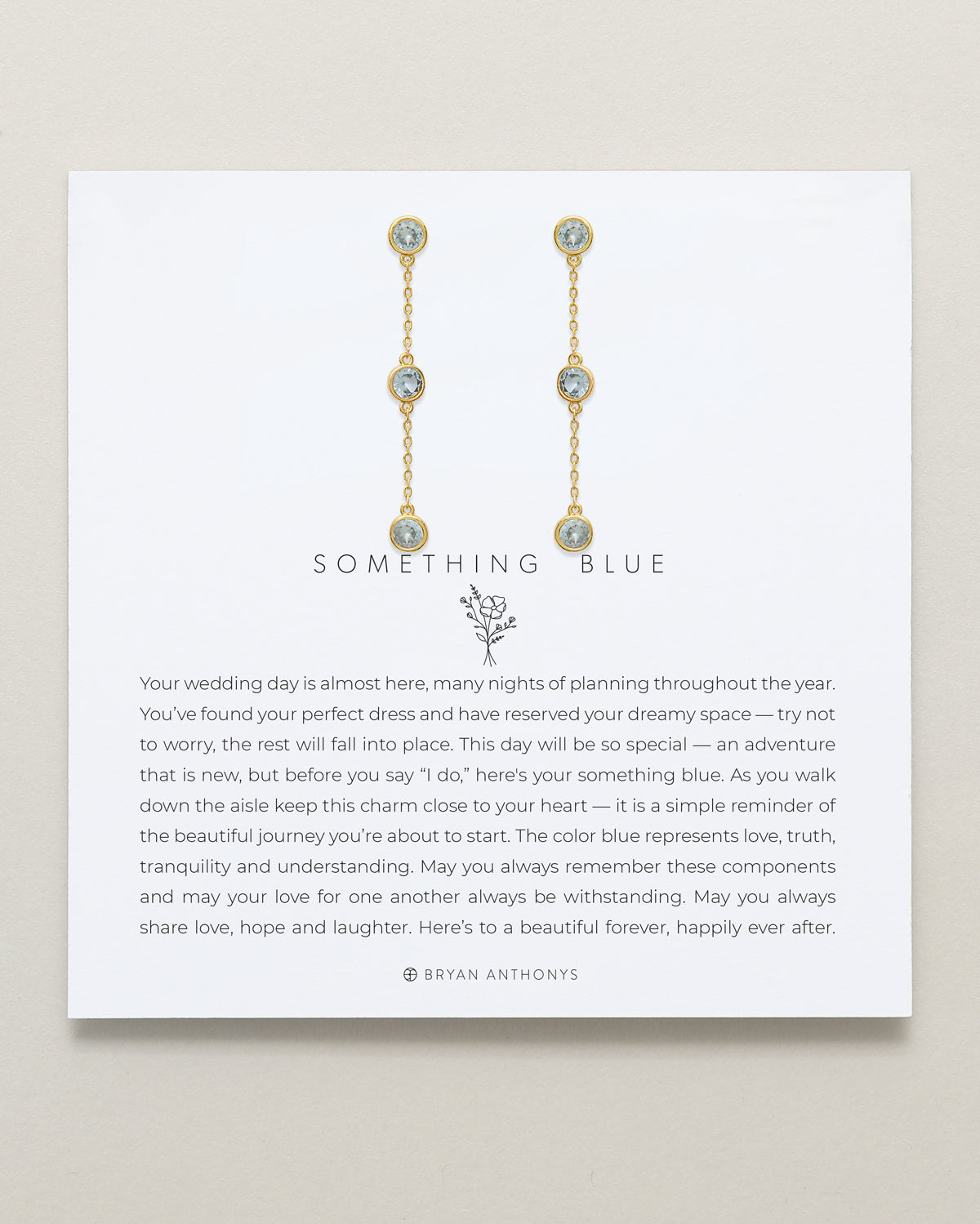 Bryan Anthonys Something Blue Linear Gold Earrings On Card