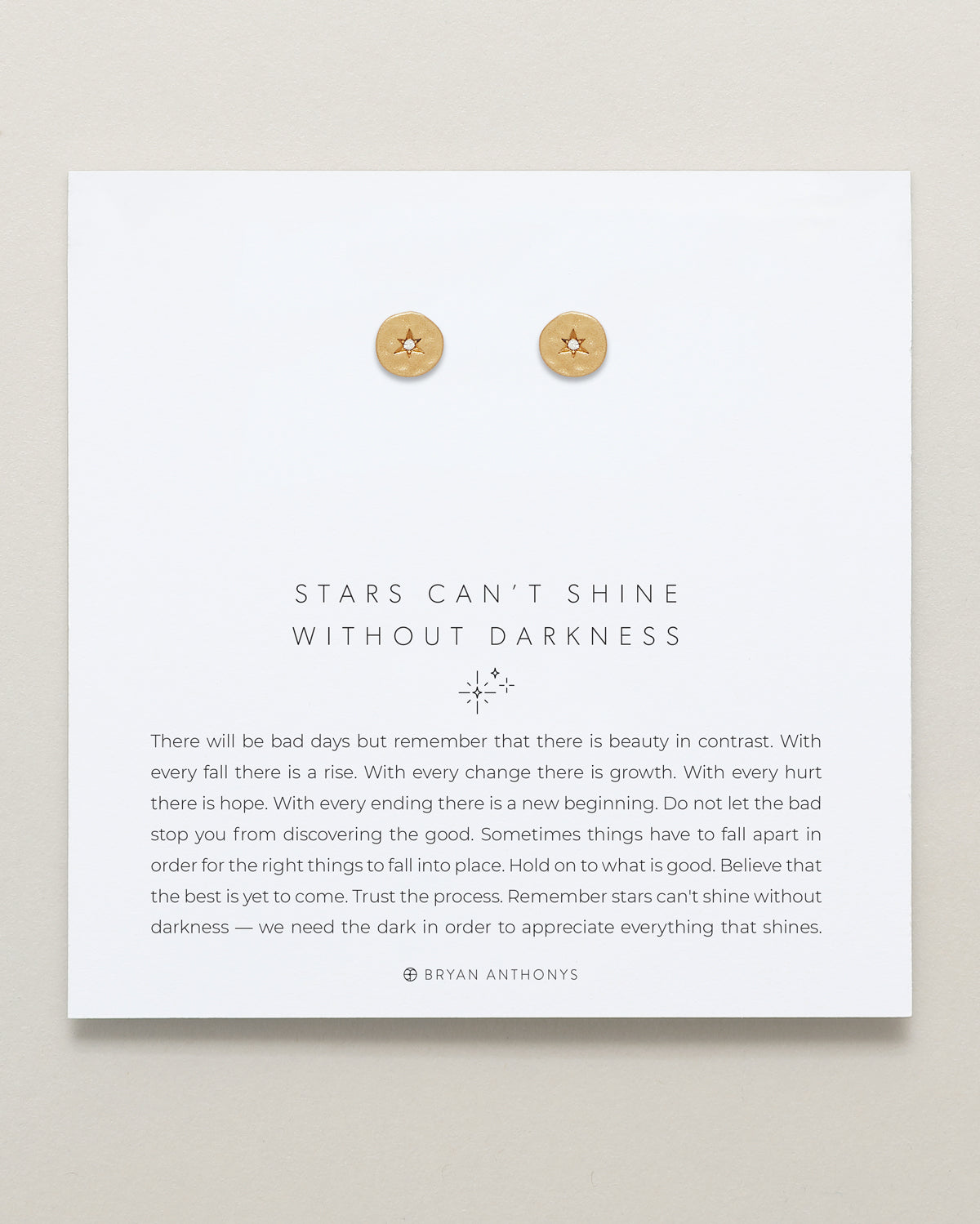 Stars Can't Shine Without Darkness Earrings on card