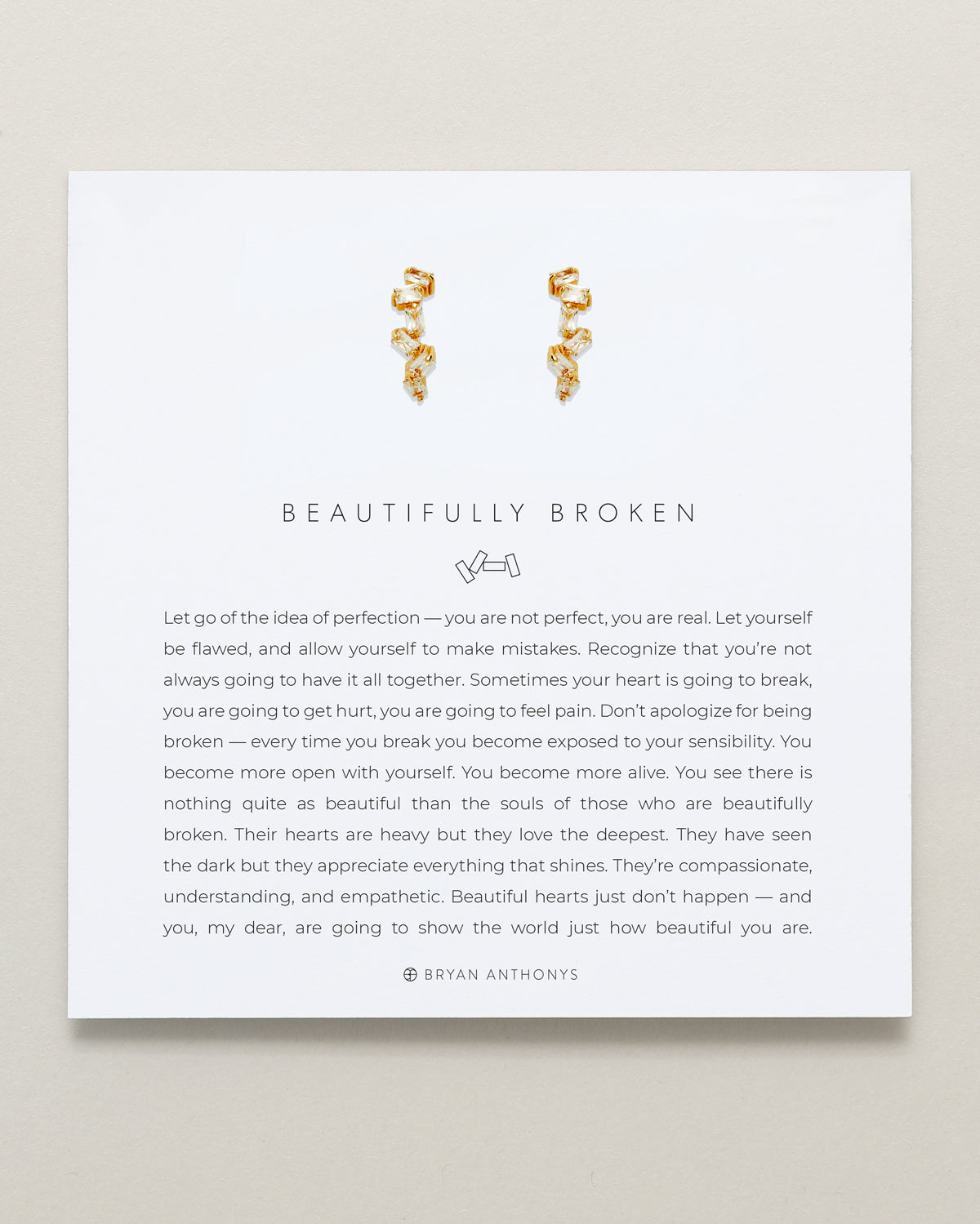 Bryan Anthonys Beautifully Broken Gold Hoop Earrings On Card