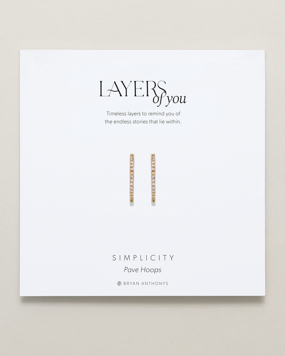 Bryan Anthonys Layers of You Gold Simplicity Pave Hoops On Card
