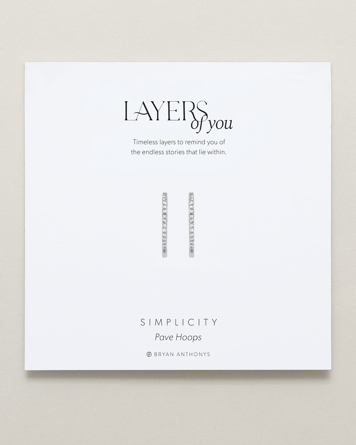 Bryan Anthonys Layers of You Silver Simplicity Pave Hoops On Card