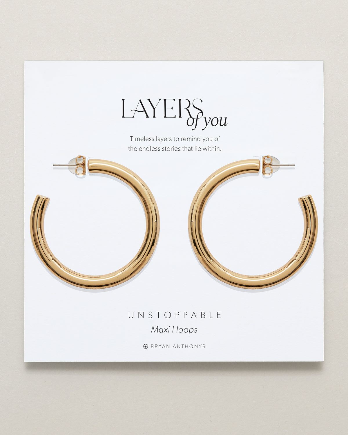 Bryan Anthonys Layers of You Gold Unstoppable Maxi Hoops On Card