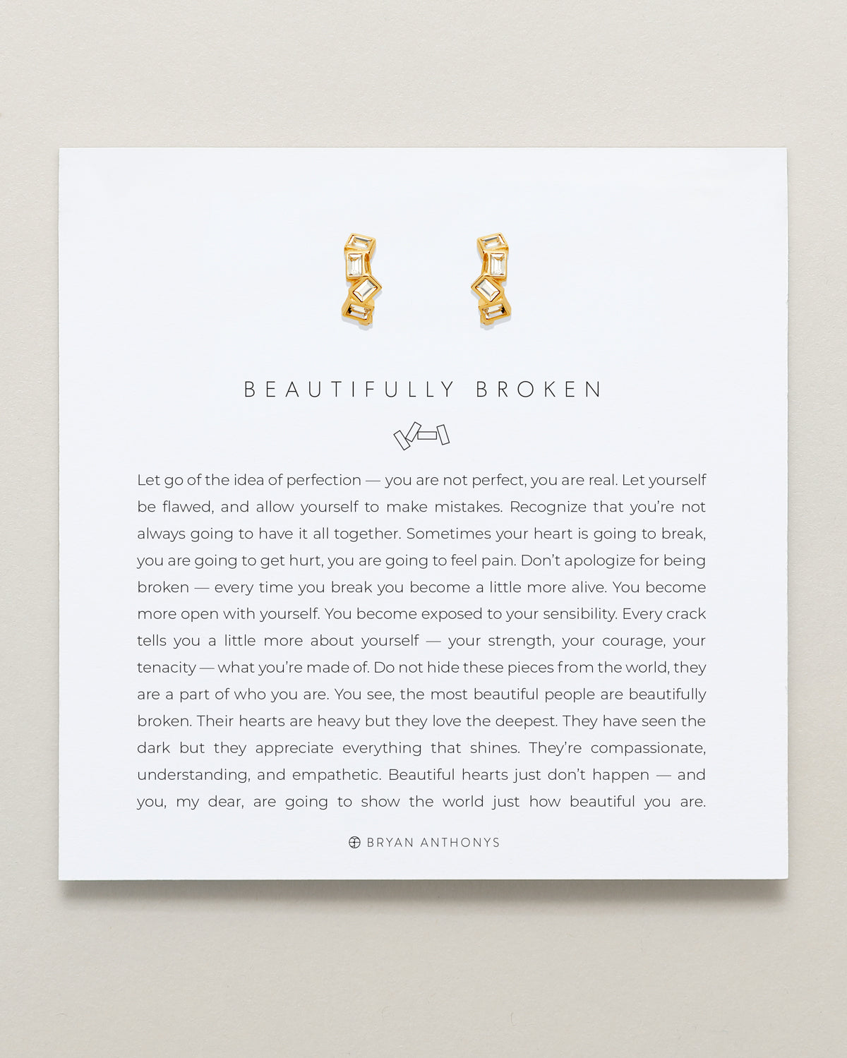 Bryan Anthonys Beautifully Broken Gold Huggie Earrings On Card 