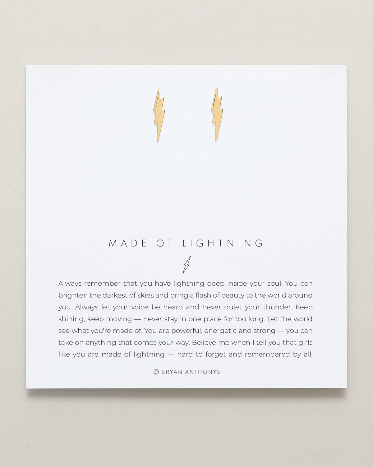 Bryan Anthonys Made Of Lightning Gold Earrings On Card