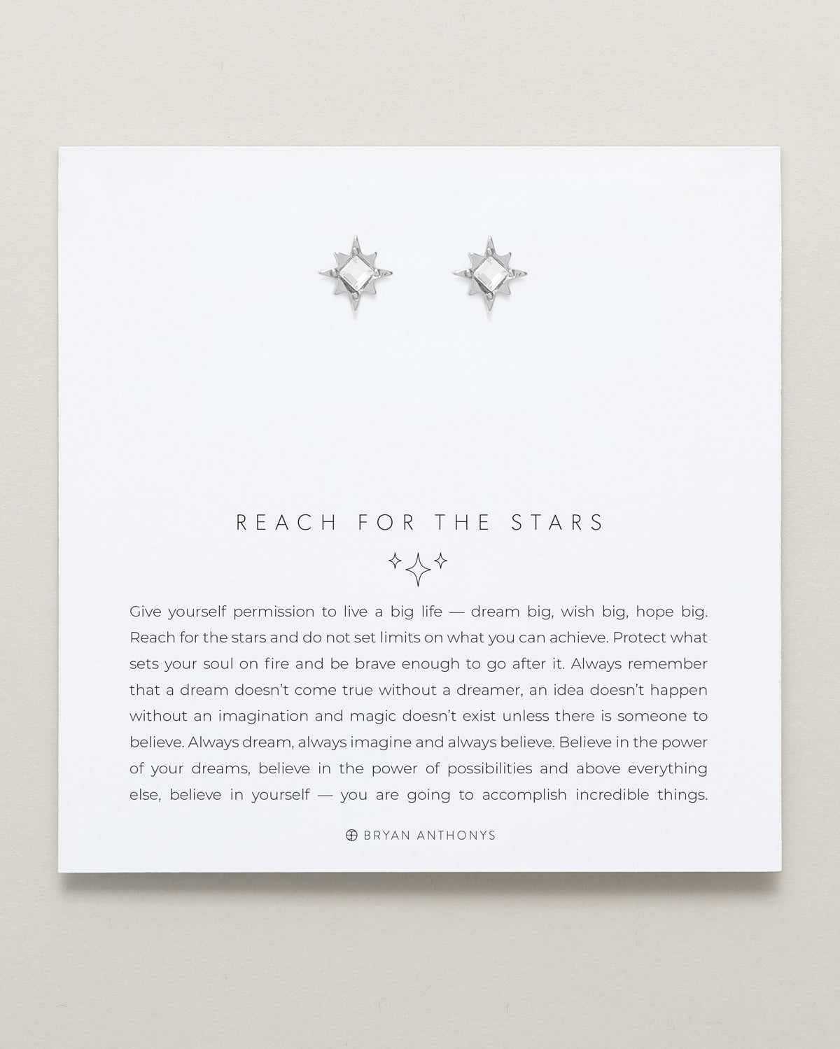 bryan anthonys dainty reach for the stars earrings silverBryan Anthonys Reach For The Stars Silver Earrings With Crystals On Card