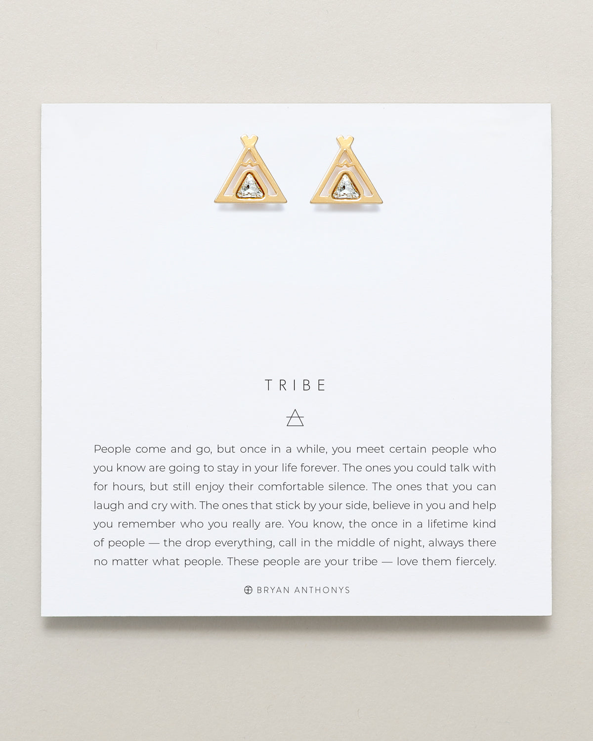 Bryan Anthonys Tribe Gold Earrings With Crystals On Card