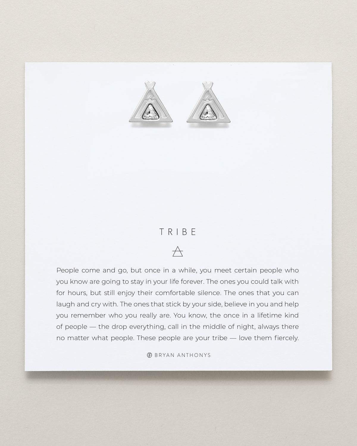 Bryan Anthonys Tribe Silver Earrings With Crystals On Card