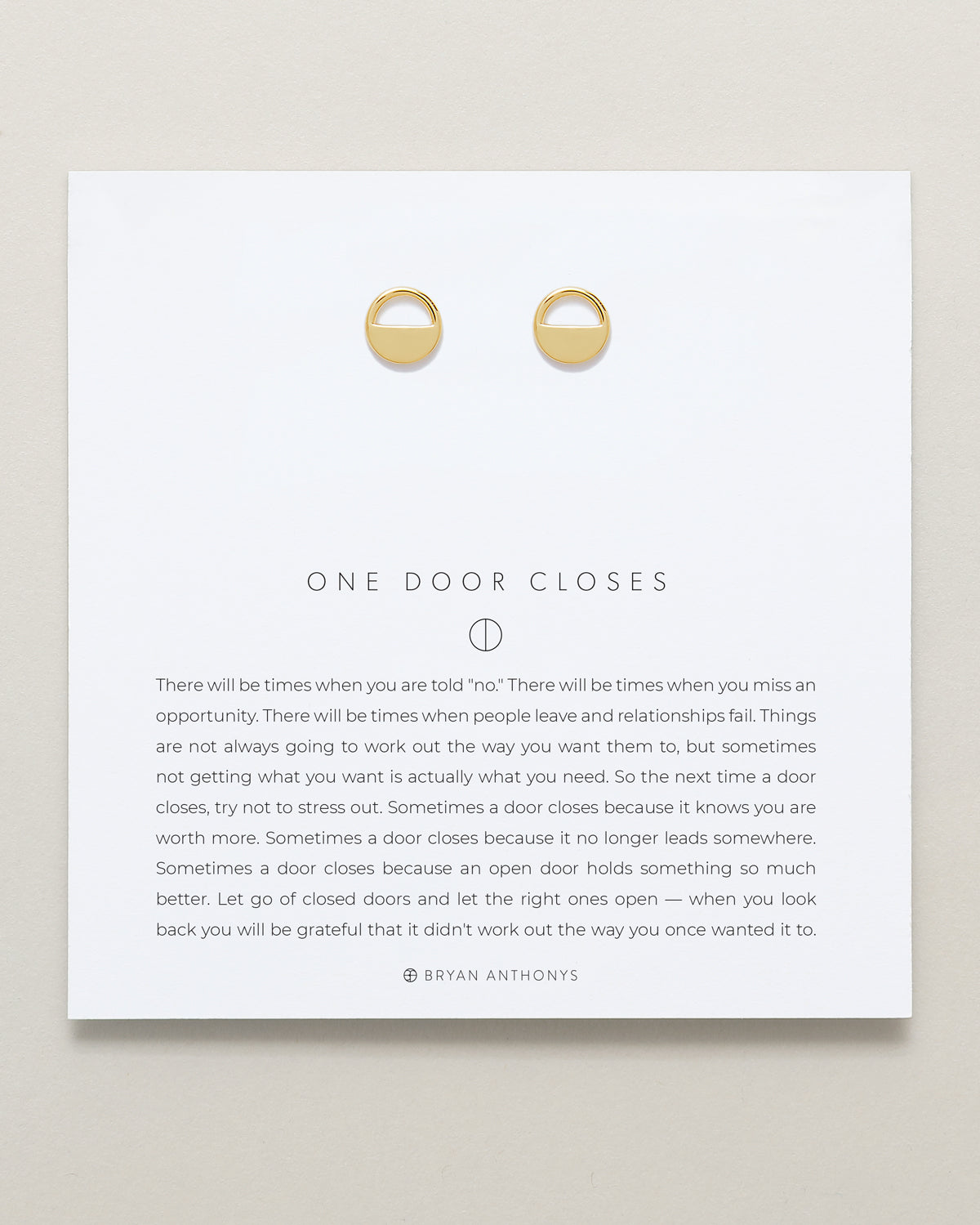 Bryan Anthonys One Door Closes Gold Earring On Card