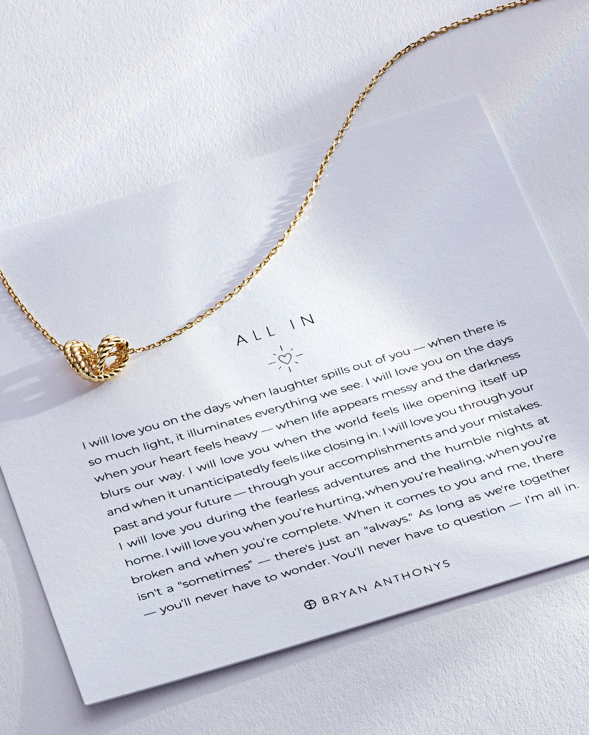 All In Necklace on card in 14k gold finish