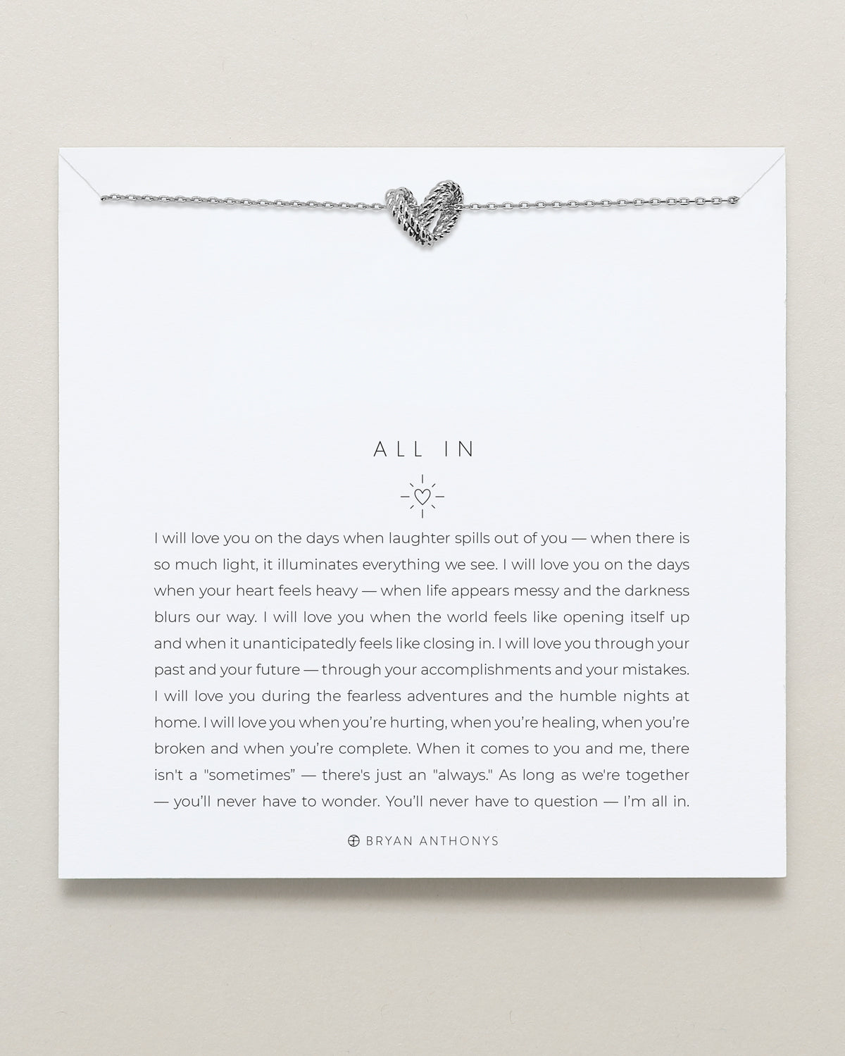 Bryan Anthonys All In Silver Necklace On Card