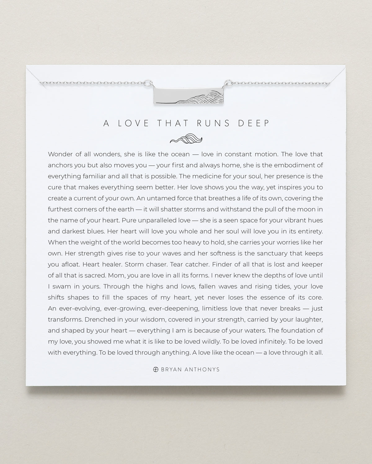 Bryan Anthonys A Love That Runs Deep Silver Necklace On Card
