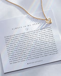 Always In My Heart Necklace showcase in 14k gold on card