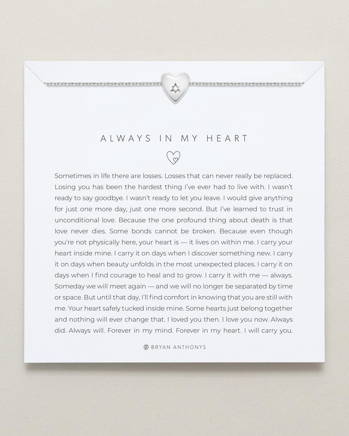 Bryan Anthonys Always In My Heart Silver Icon Necklace On Card