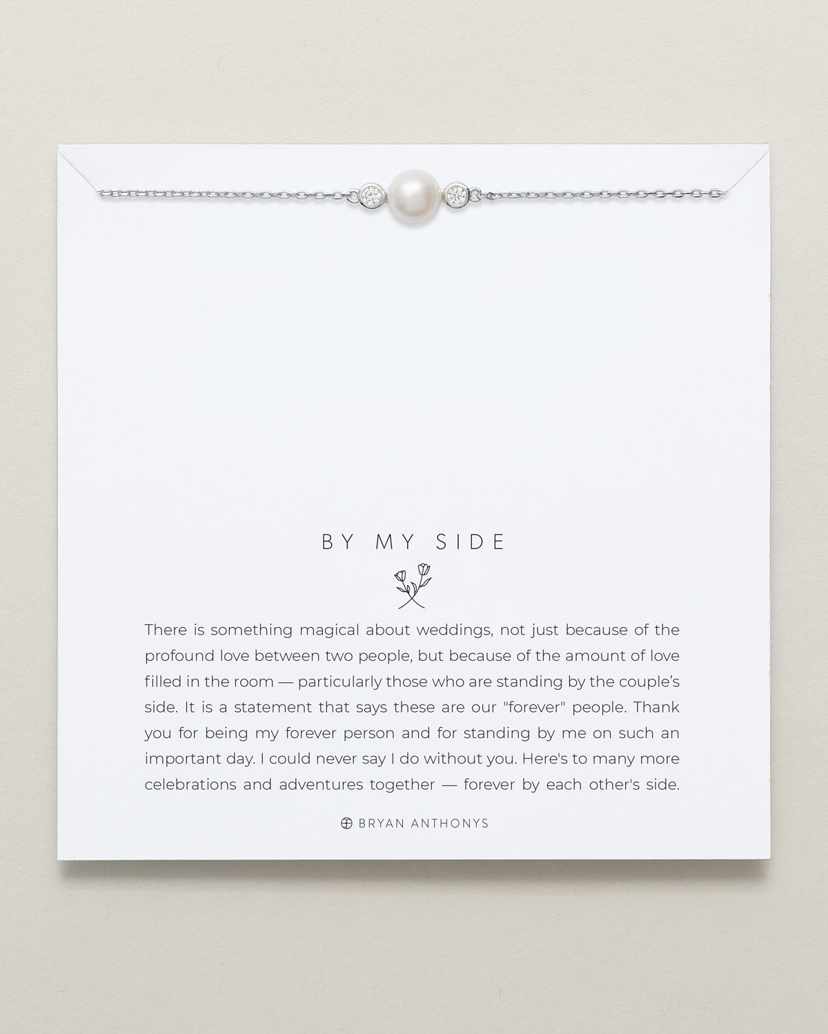 Bryan Anthonys By My Side Pearl Silver Necklace On Card