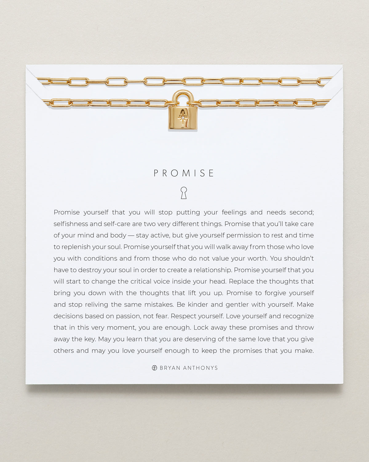 Bryan Anthonys Promise Gold Chain Necklace On Card