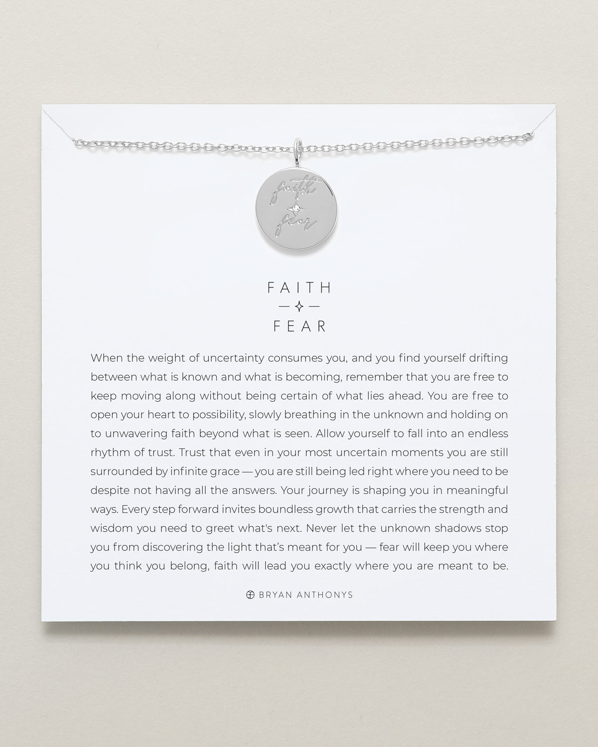bryan anthonys faith over fear necklace mindful messages silver
