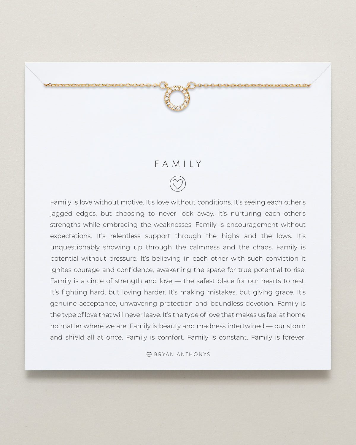 Bryan Anthonys Family Gold Necklace On Card