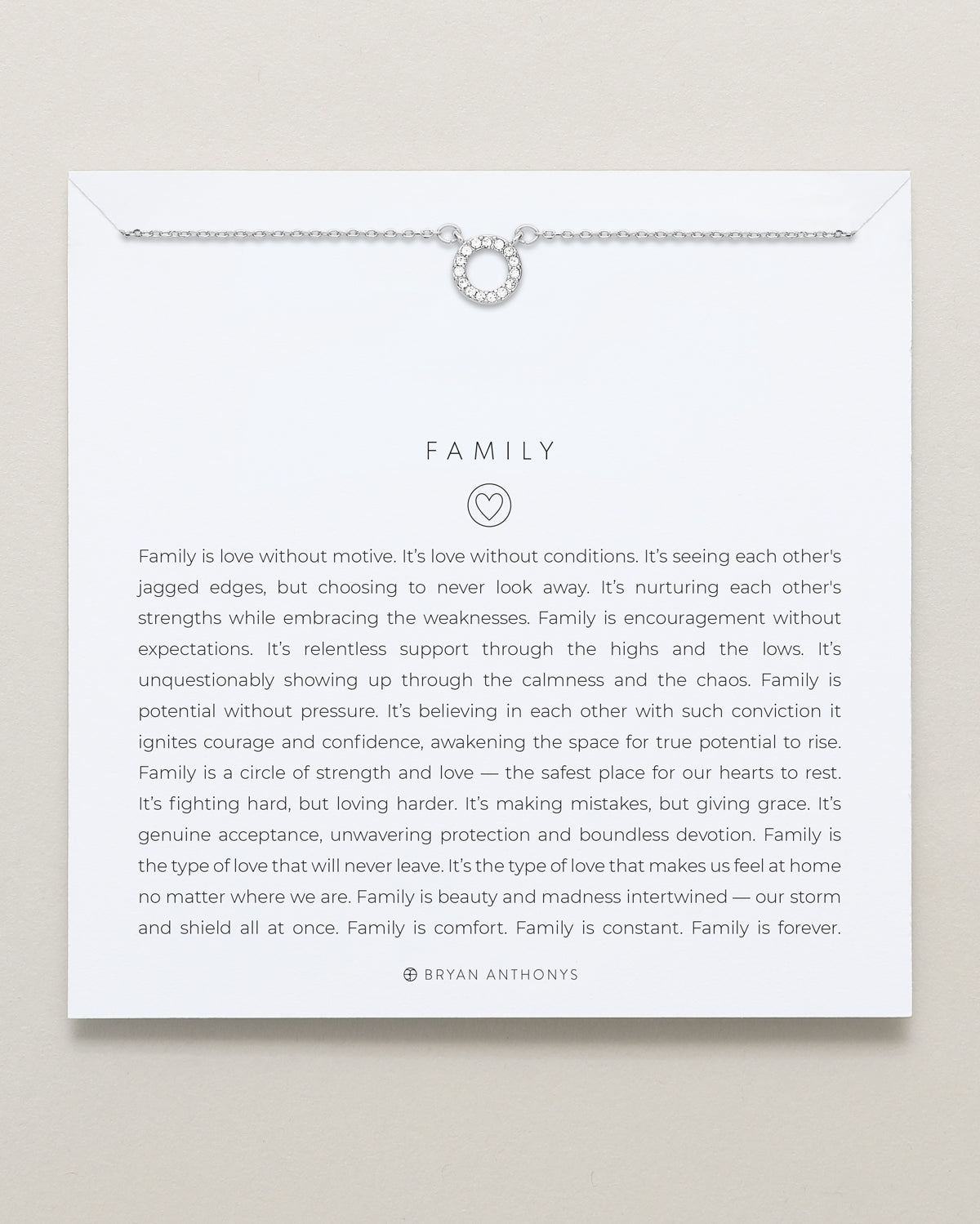 Bryan Anthonys Family Silver Necklace On Card