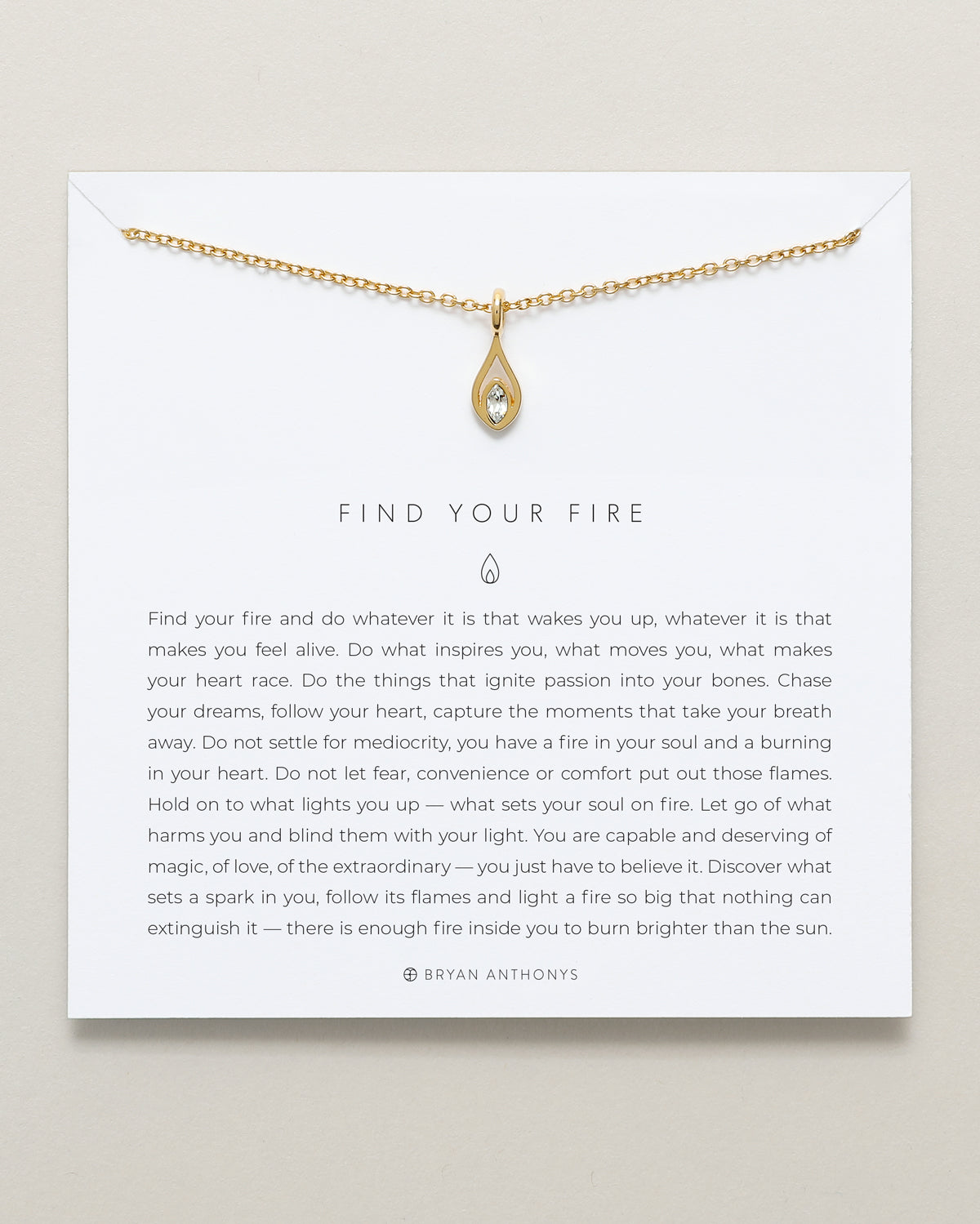 Bryan Anthonys dainty find your fire flame necklace 14k gold