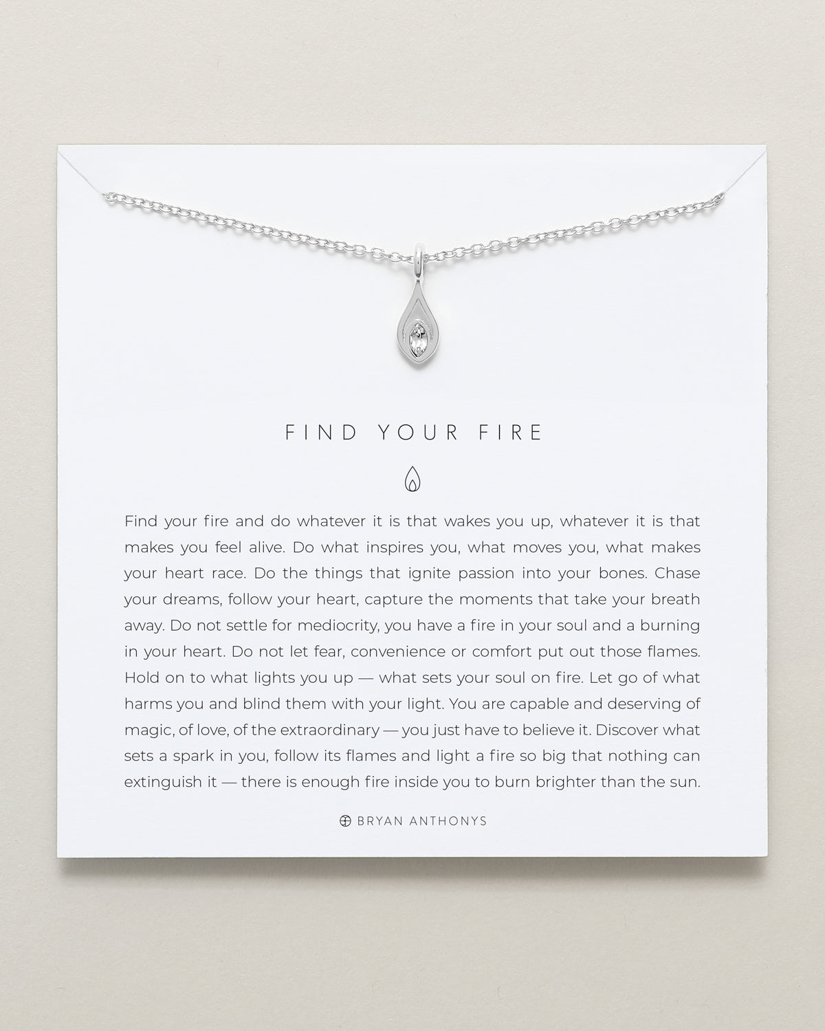 Bryan Anthonys dainty find your fire flame necklace silver