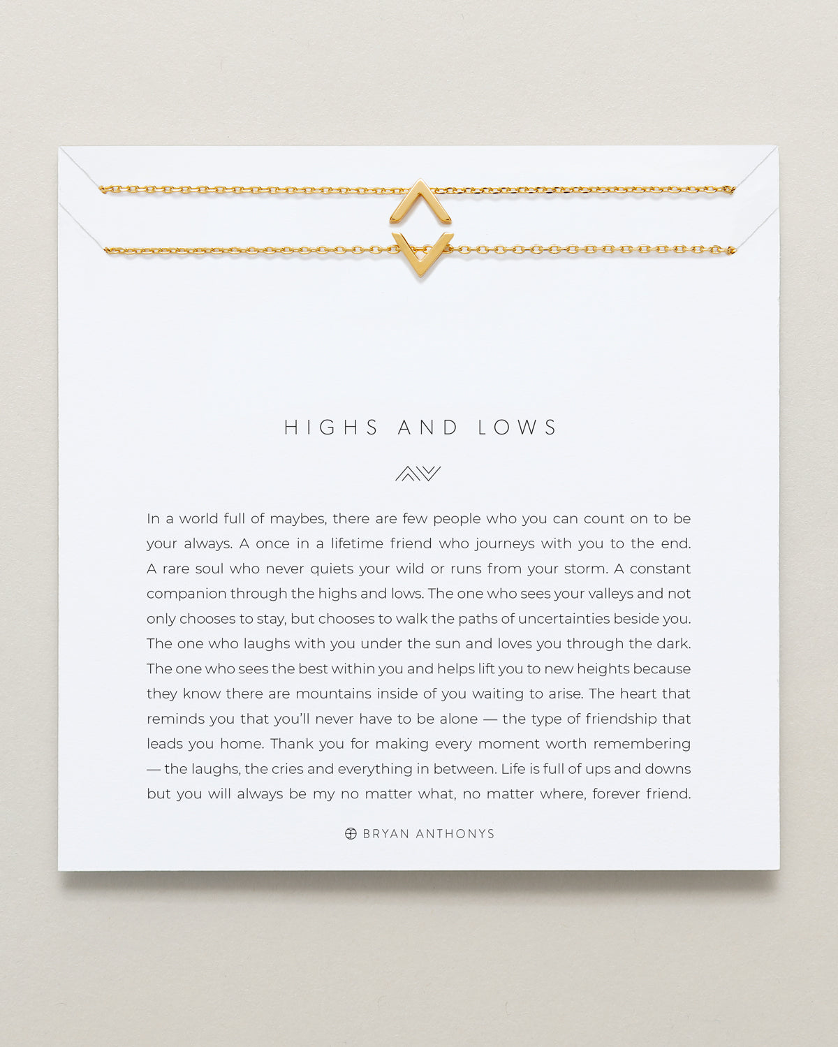 Bryan Anthonys Highs and Lows Gold Necklace Set On Card