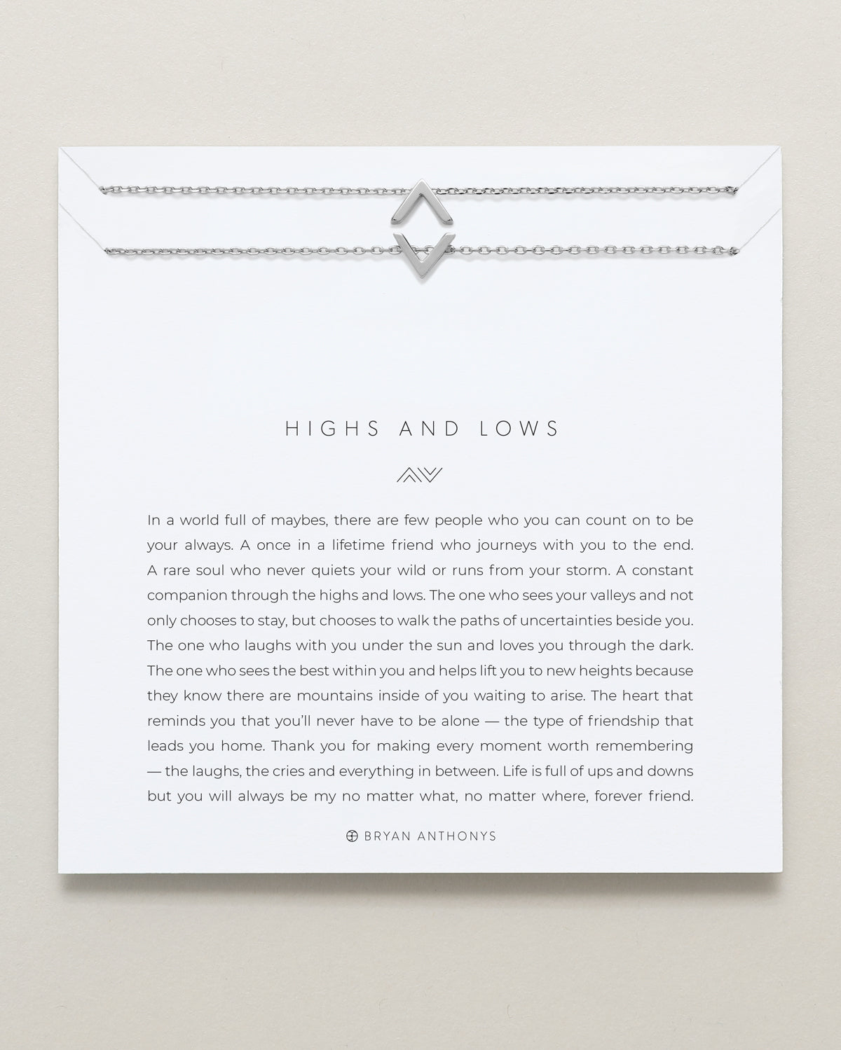 Bryan Anthonys Highs and Lows Silver Necklace Set On Card