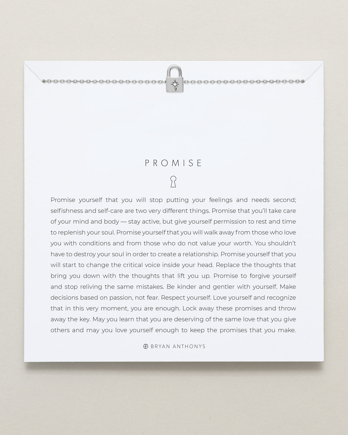 Bryan Anthonys Promise Silver Icon Necklace Set On Card