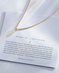 Made of Lightning Necklace showcase in 14k gold on card