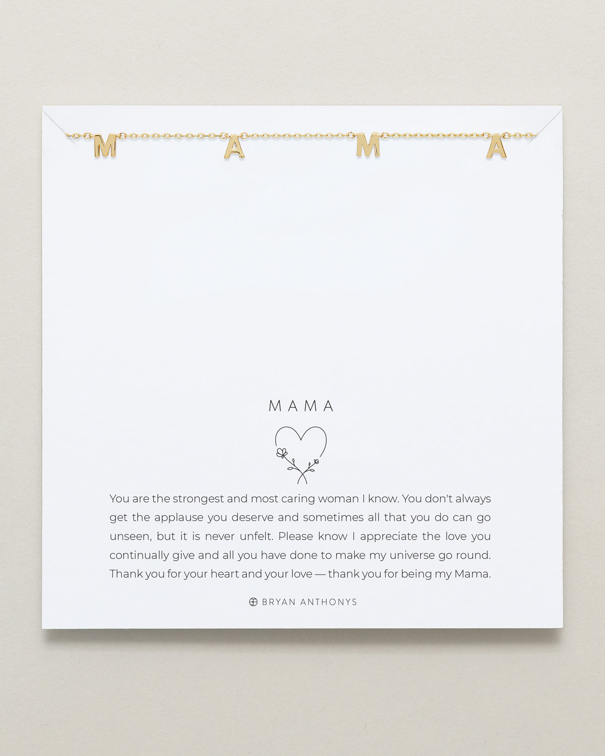 Bryan Anthonys Mama Gold Smooth Necklace On Card
