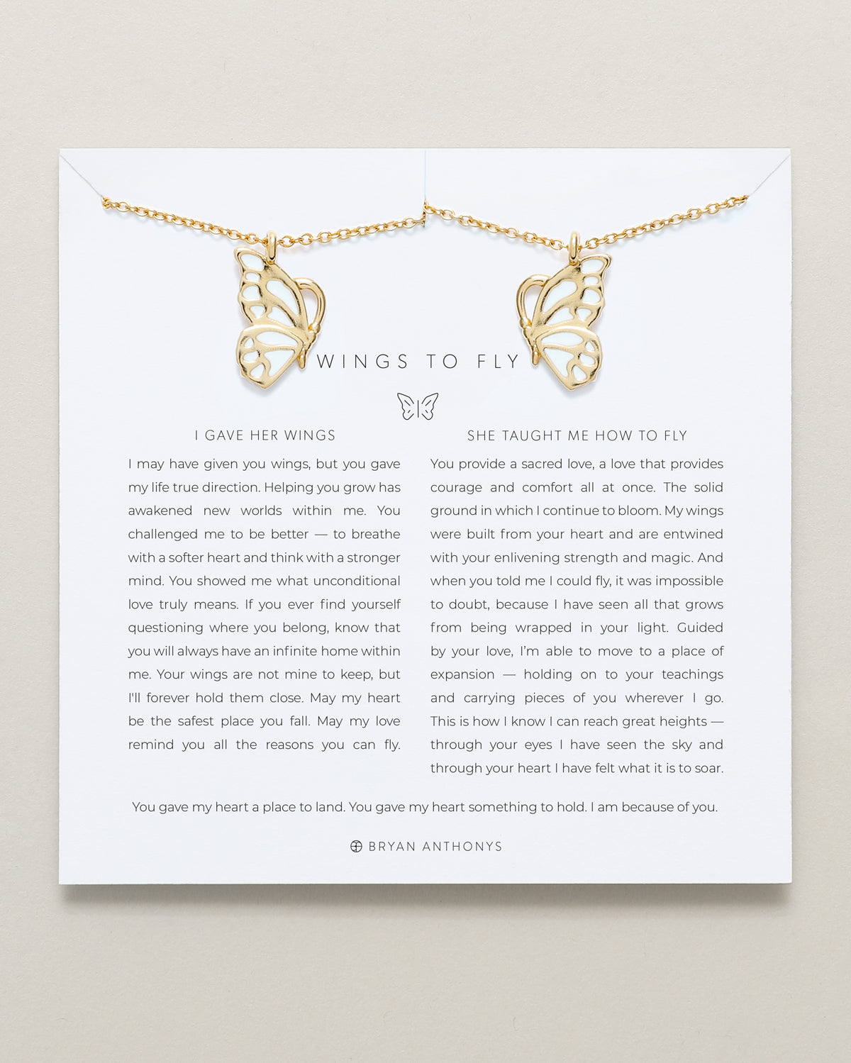 Bryan Anthonys Mother-Daughter Butterfly Wings to Fly Necklace Set 14k Gold