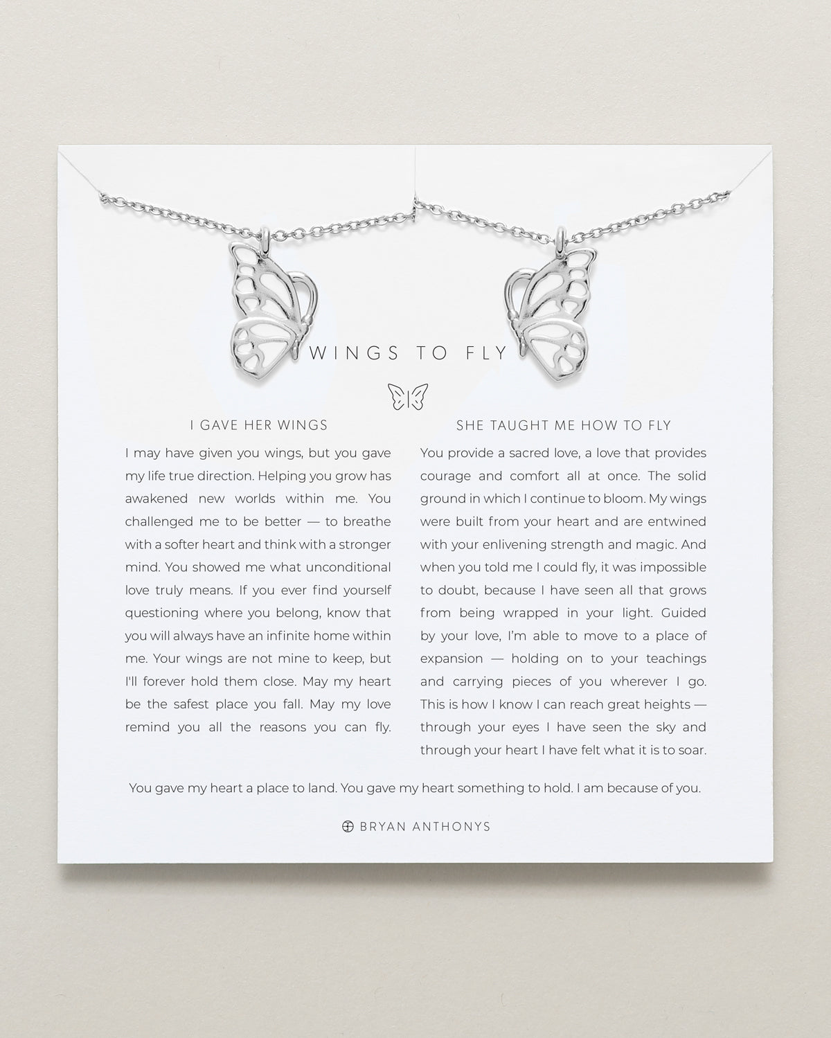 Bryan Anthonys Mother-Daughter Butterfly Wings to Fly Necklace Set Silver