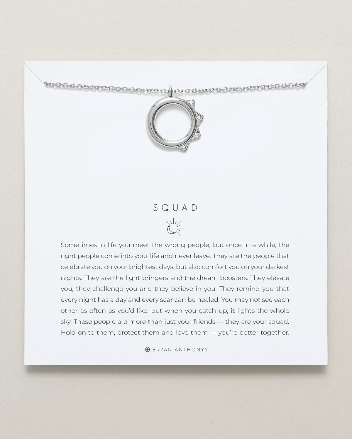 Bryan Anthonys Squad necklace dainty sun moon silver