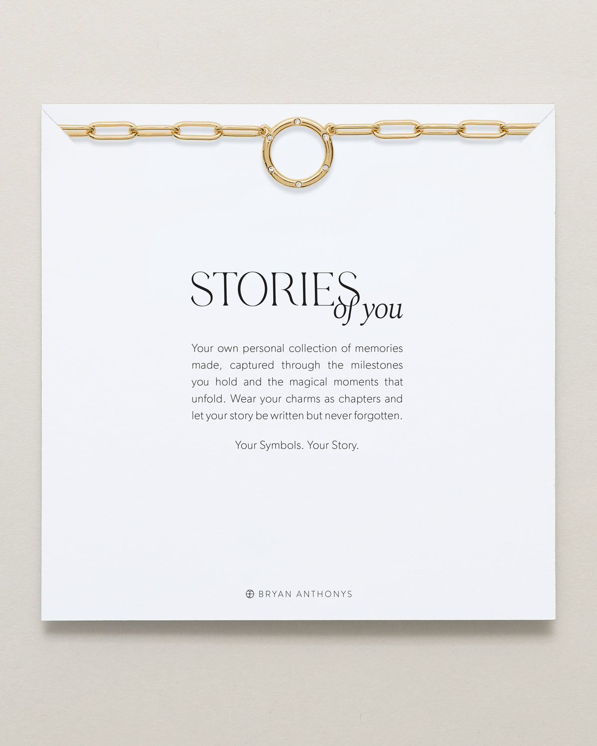 Bryan Anthonys Stories of You Gold Paperclip Chain On Card