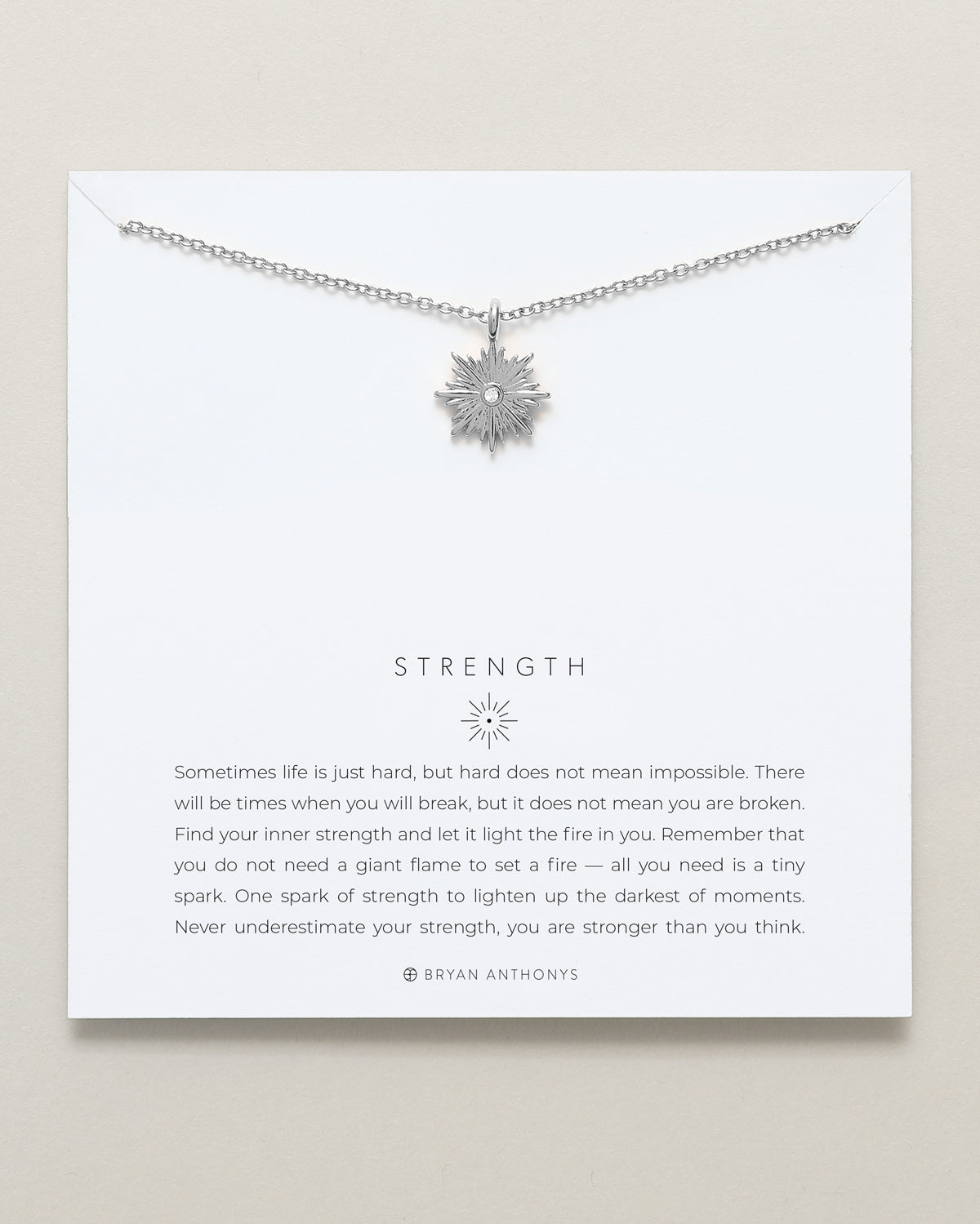 Bryan Anthonys dainty Strength spark necklace silver