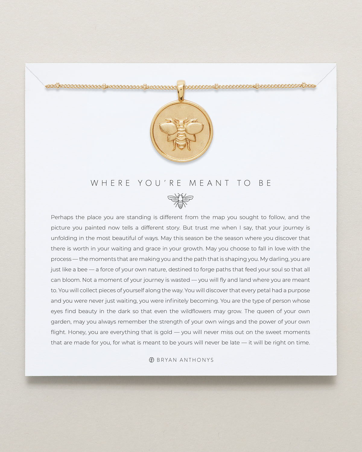 Bryan Anthonys Where You're Meant To Be Gold Necklace On Card