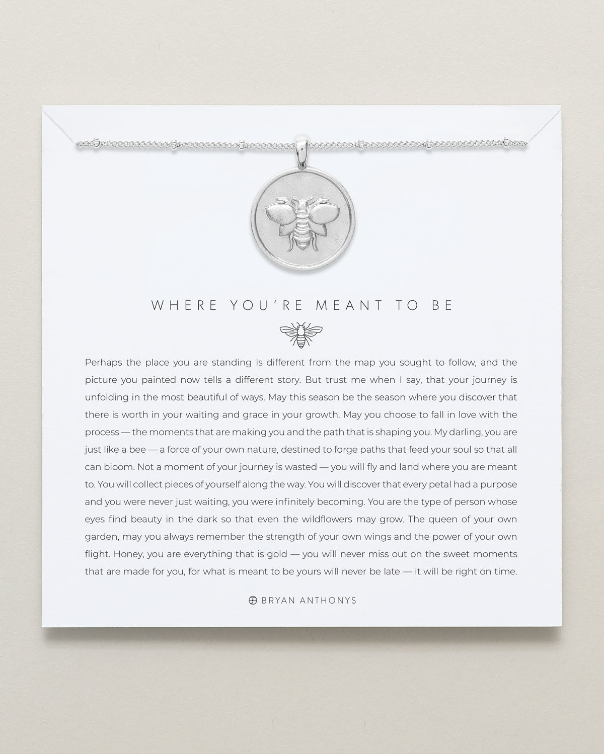Bryan Anthonys Where You're Meant To Be Silver Necklace On Card