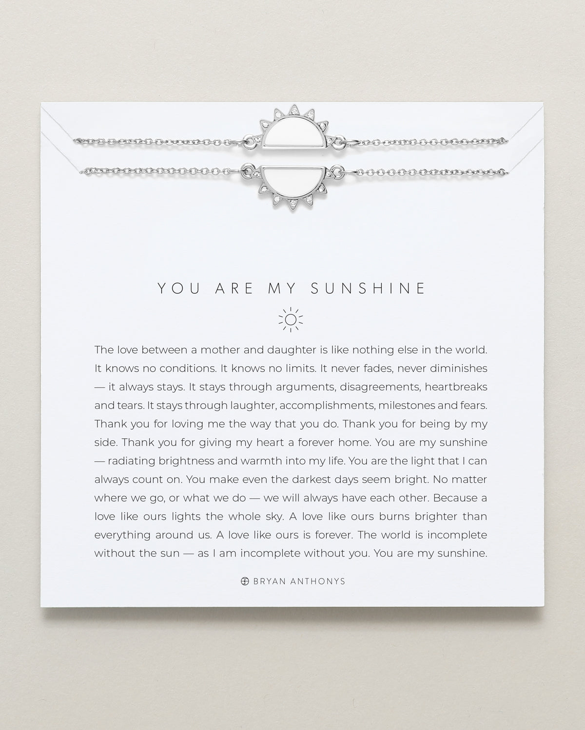 Bryan Anthonys you are my sunshine mother daughter necklace silver