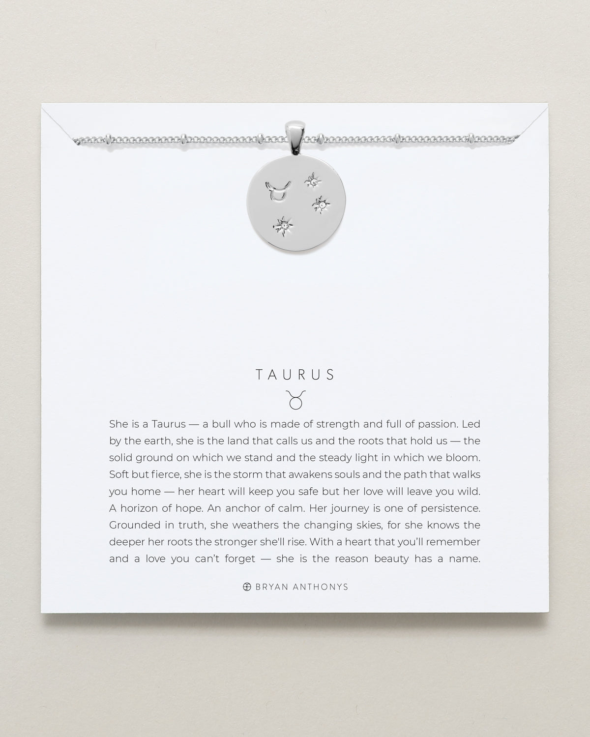 Taurus — Zodiac Necklace on card