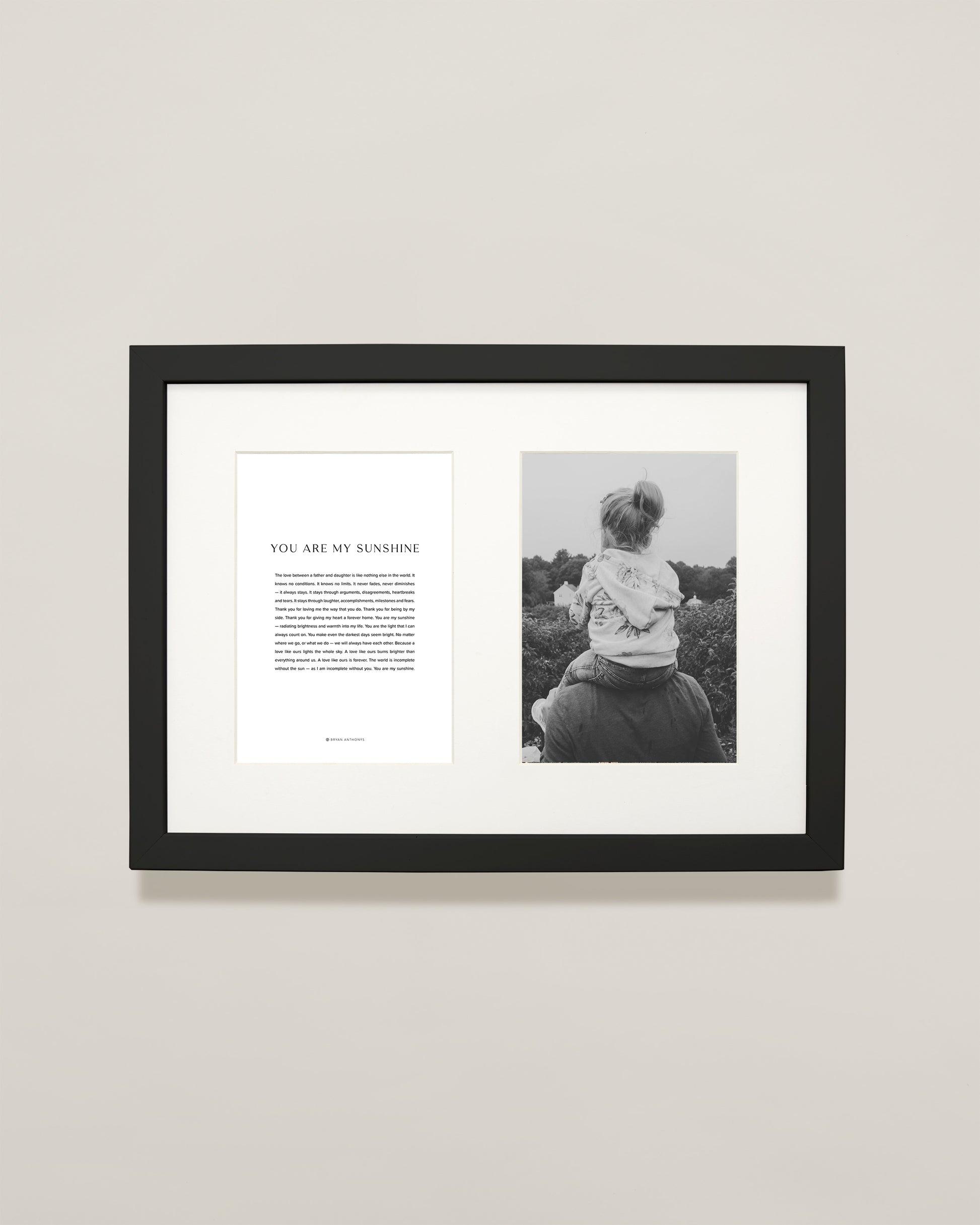 Bryan Anthonys You Are My Sunshine Personalized Print Father Daughter Double Framed Print 15x11 Black