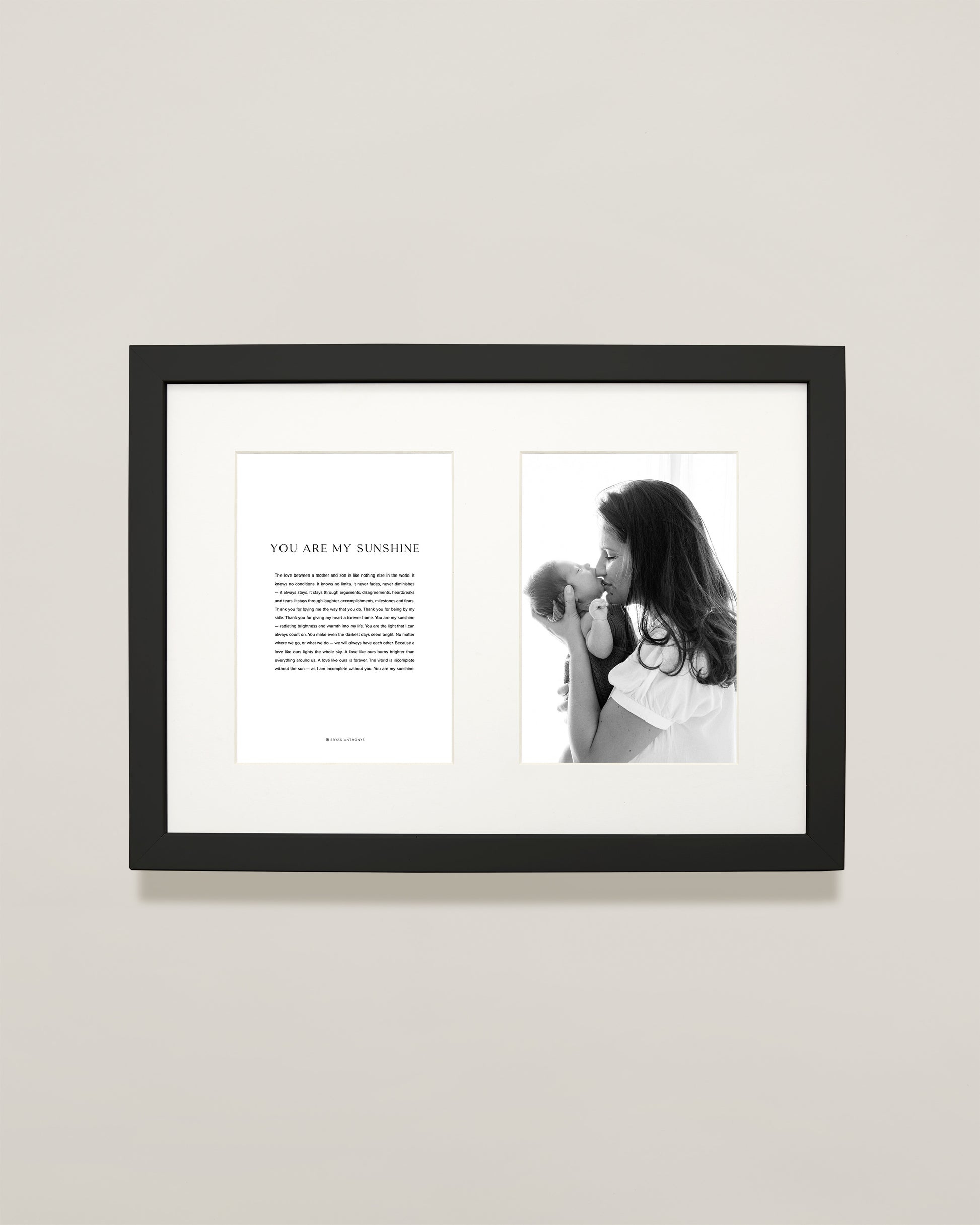 Bryan Anthonys Personalized Print You Are My Sunshine Mother Son Double Framed Print 15x11 Black