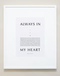 Bryan Anthonys Home Decor Purposeful Prints Always In My Heart Iconic Framed Print Gray Art With White Frame 20x24