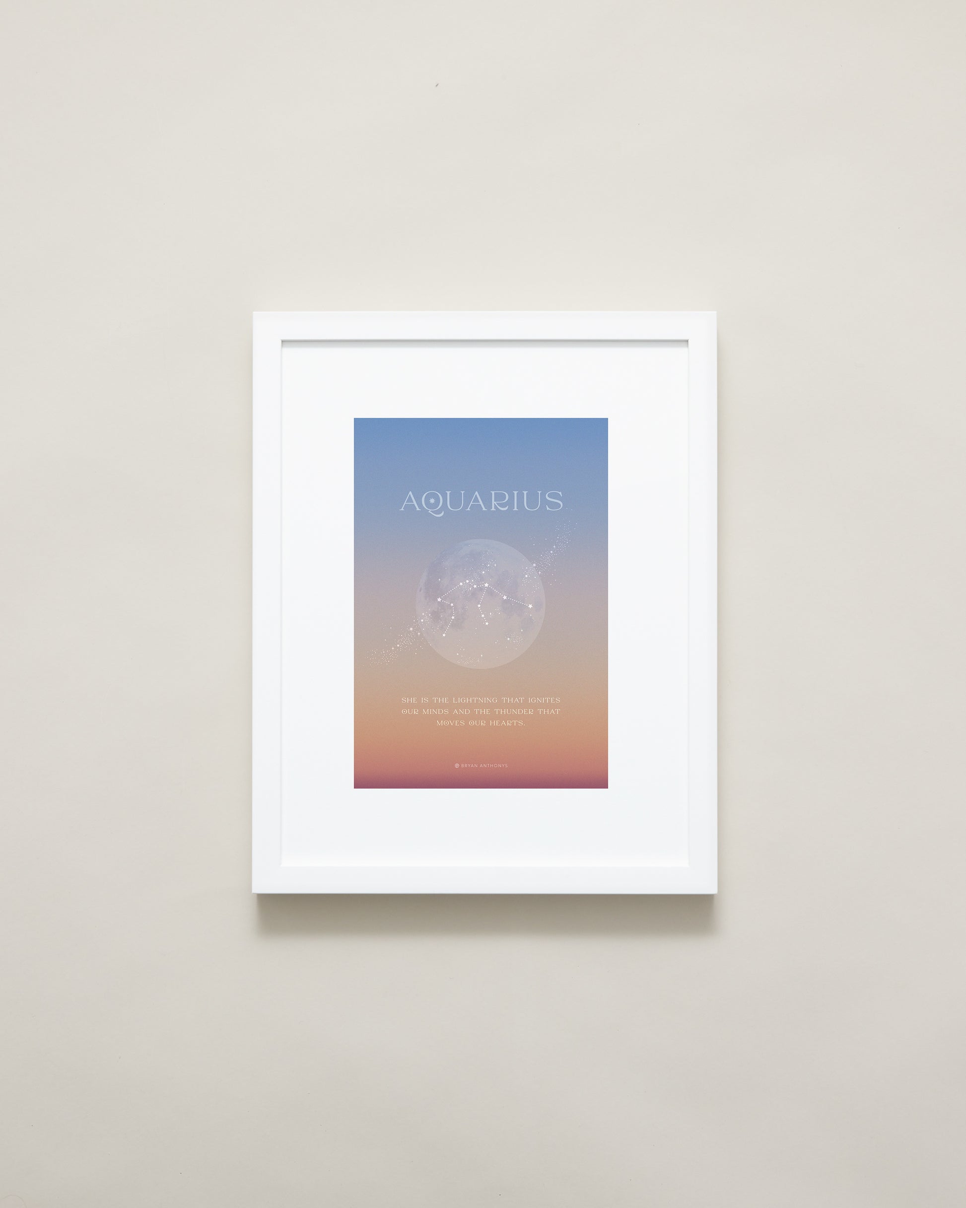 Bryan Anthonys Aquarius Zodiac Moon Graphic Framed Print White Frame 11x14