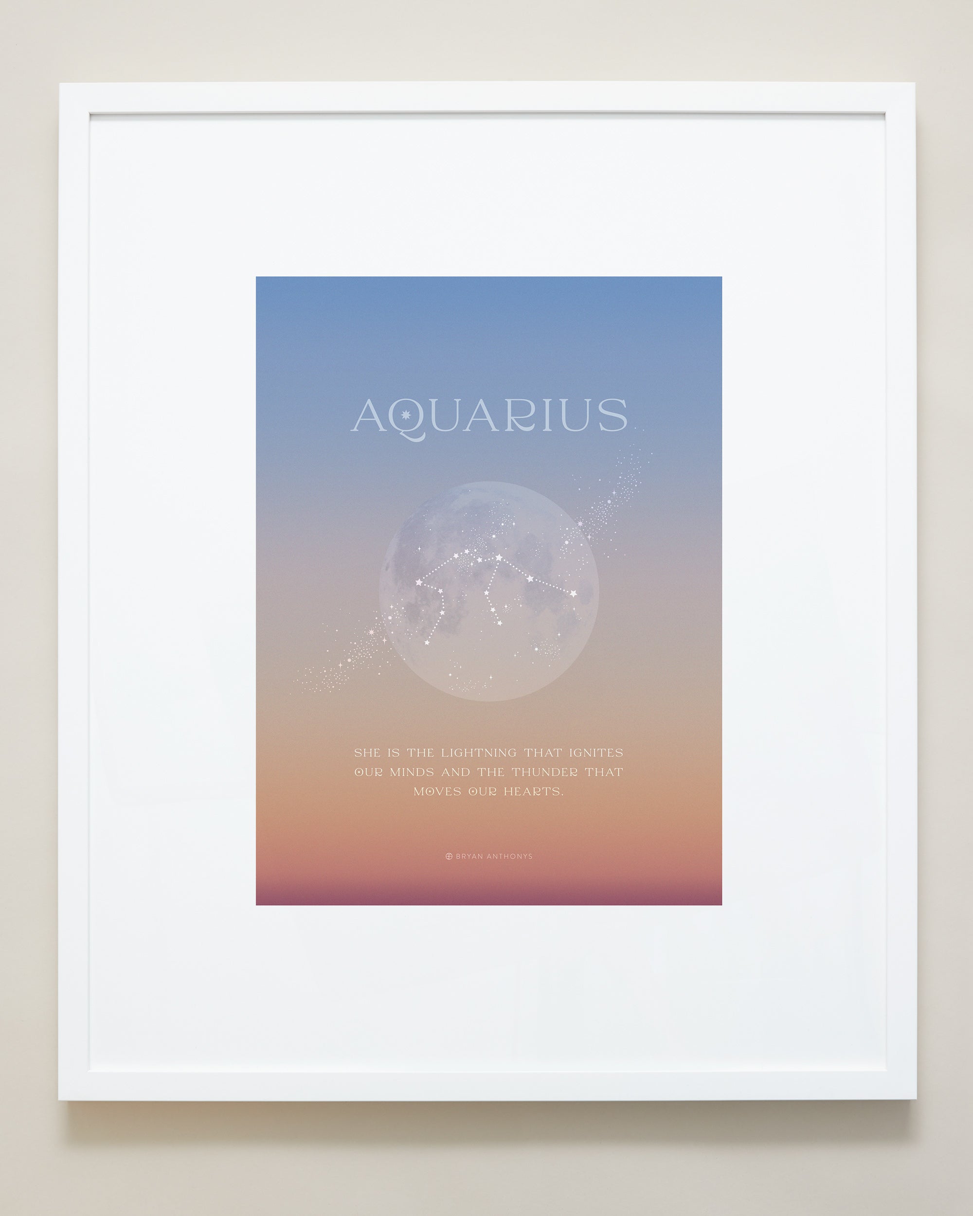 Bryan Anthonys Aquarius Zodiac Moon Graphic Framed Print White Frame 20x24