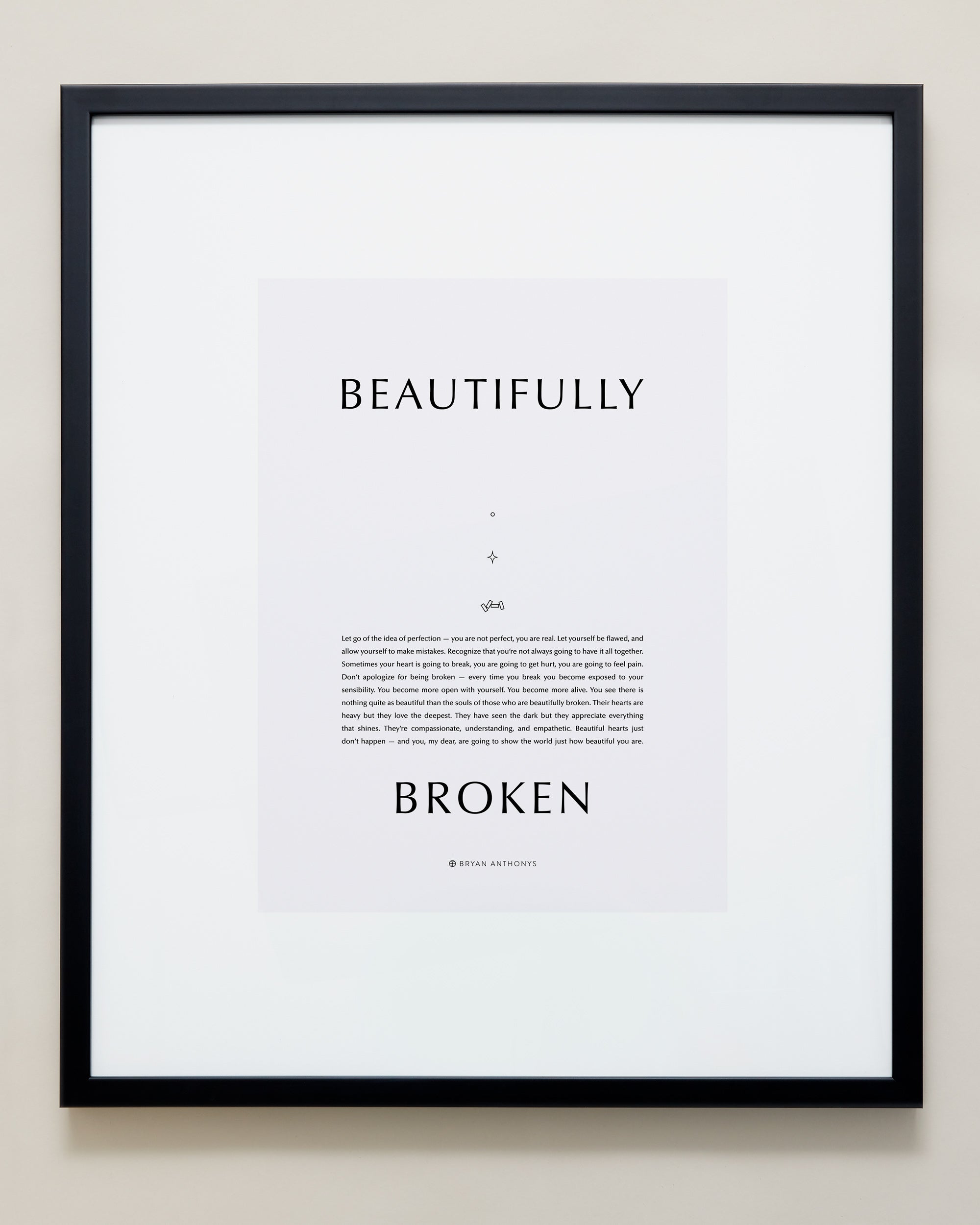 Bryan Anthonys Home Decor Purposeful Prints Beautifully Broken Iconic Framed Print Black Frame Gray Art 20x24